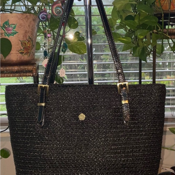 ERIC JAVITS BLACK STRAW SHOULDER BAG - Picture 4 of 12